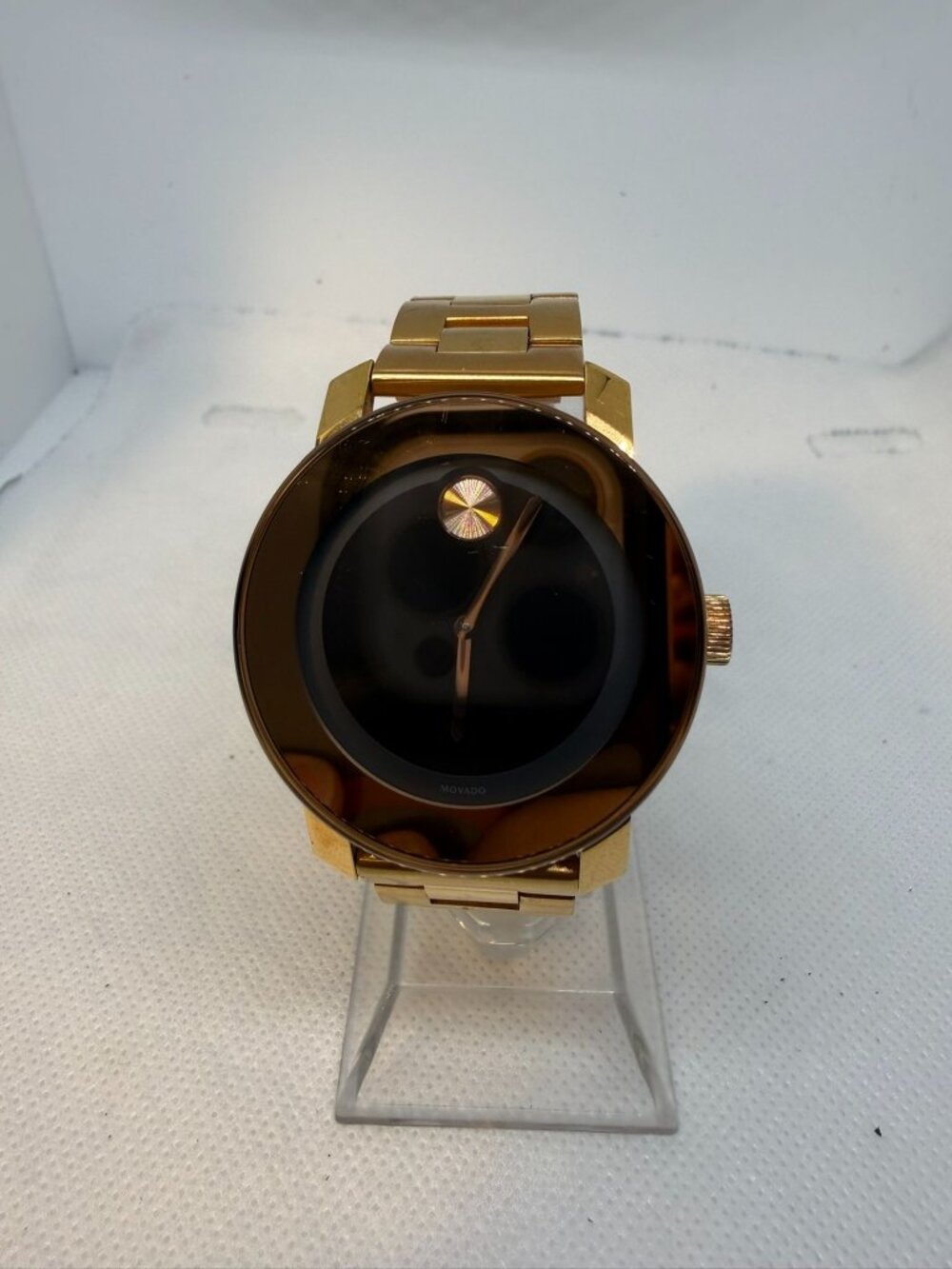 Movado Bold Women's Gold Tone Black Dial Stainless Steel Watch 3600397